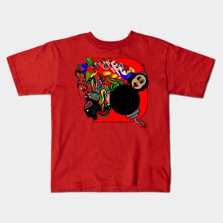 Monkey Bomb-Themed Doodle Art Kids T-Shirt